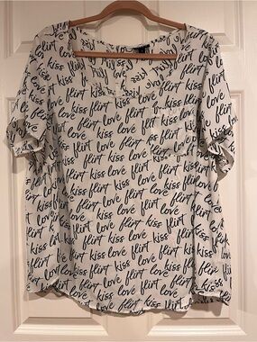 torrid White Blouse with Black Script